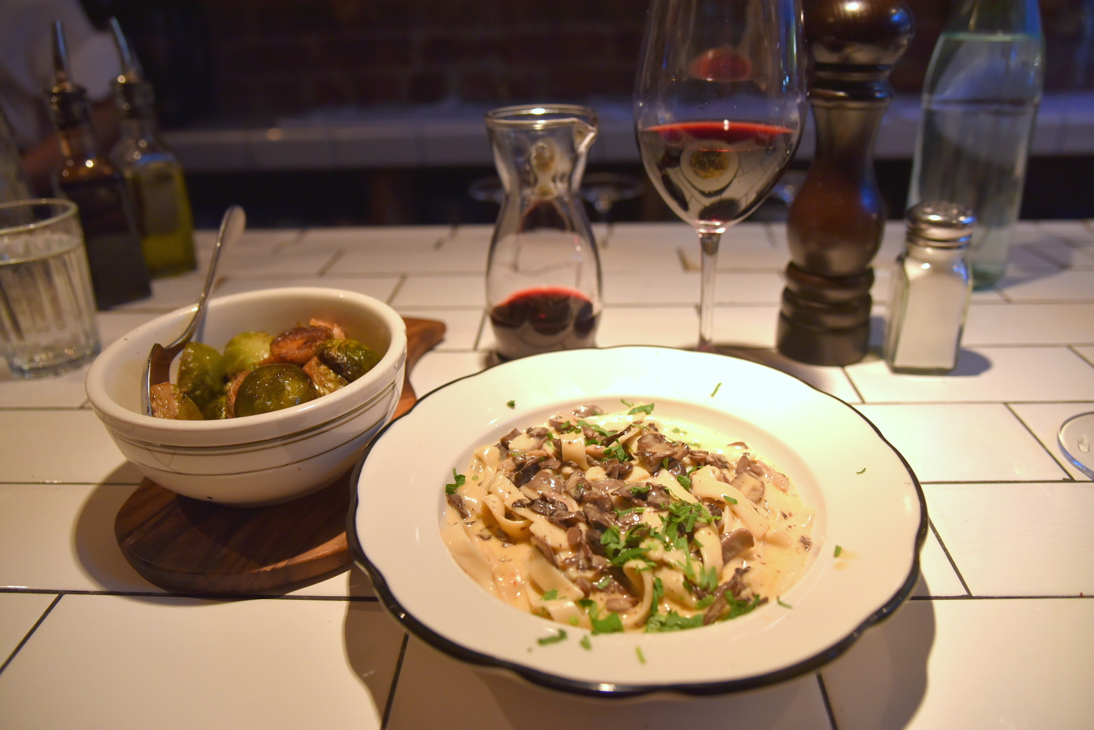 Funghi pasta at Briciola NYC wine bar Hell's Kitchen