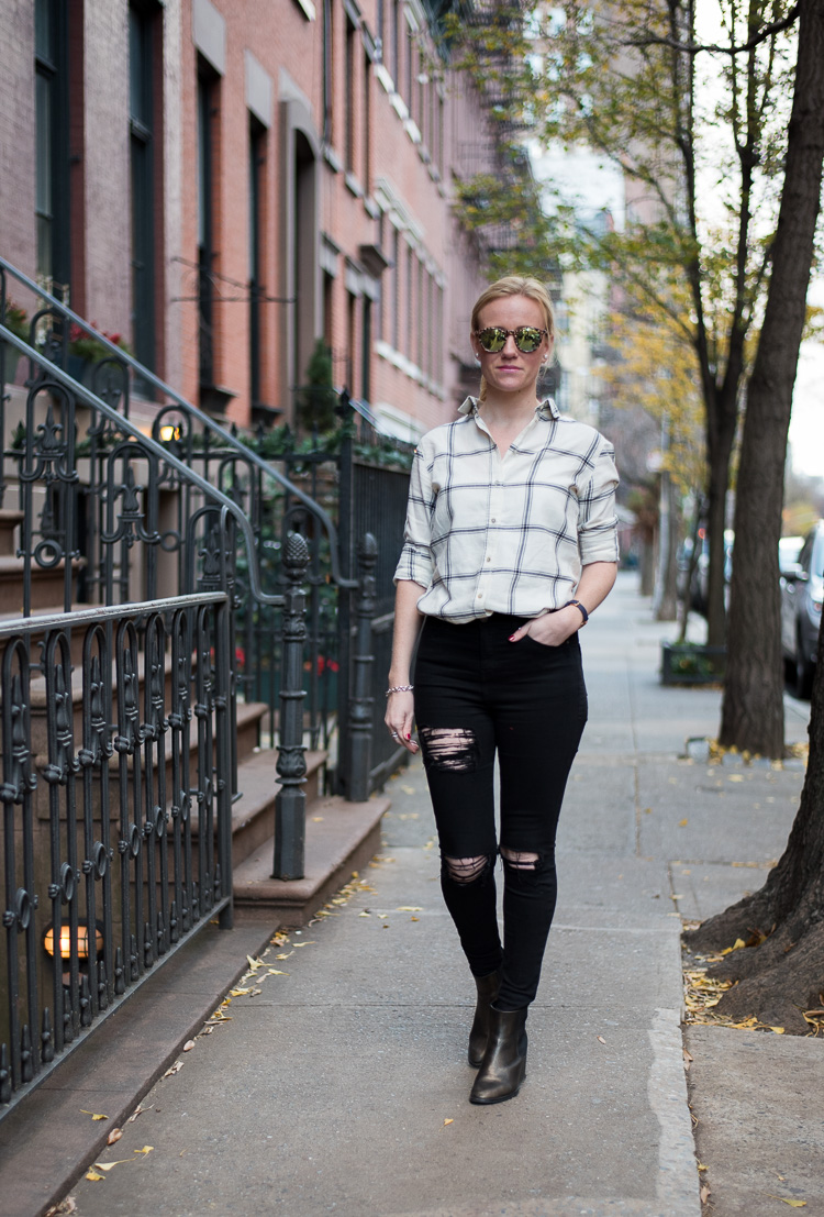 fashion blogger nyc outfit flannel shirt