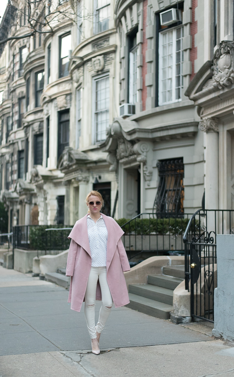 NYC Fashion blogger 2017 pink coat OOTD
