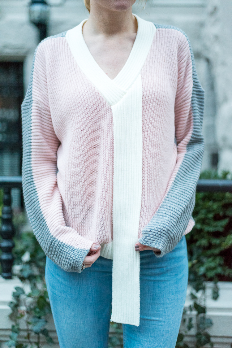 Asos colorblock spring sweater shopping fashion blog