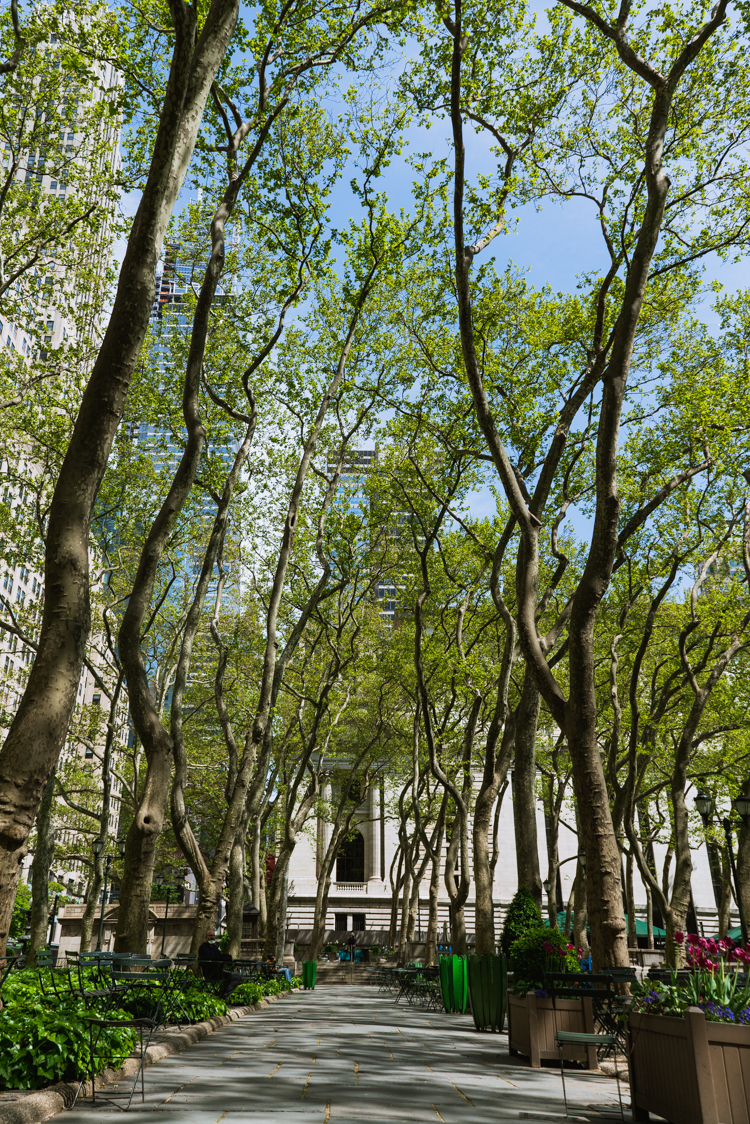 Empty Bryant Park during New York On Pause order